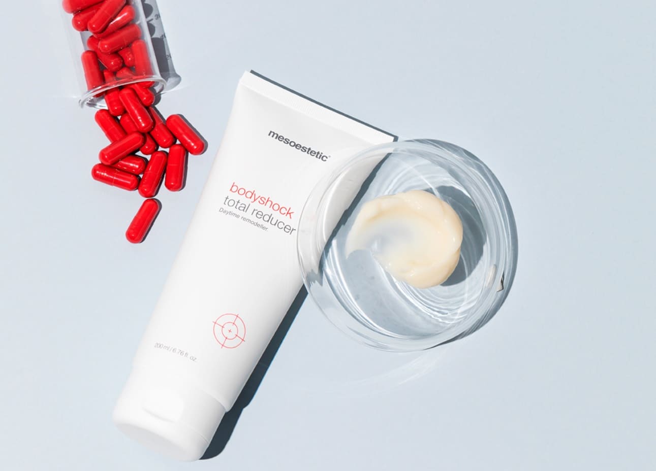 Shake, apply & go to eliminate localised fat with the new bodyshock reduce & go by mesoestetic
